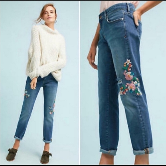 Anthropologie Denim - Pilcro Letterpress Anthropologie Embroidered Boyfriend Jeans 33
